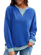 Load image into Gallery viewer, Contrast Round Neck Long Sleeve Sweatshirt
