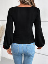 Load image into Gallery viewer, V-Neck Crochet Long Sleeve Top