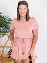 Load image into Gallery viewer, Ruffled Boat Neck Short Sleeve Romper