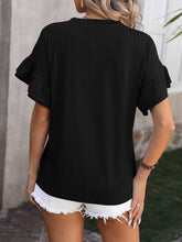 Load image into Gallery viewer, Ruffled Round Neck Short Sleeve Top