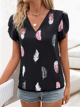 Load image into Gallery viewer, Printed V-Neck Short Sleeve Blouse
