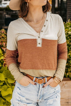 Load image into Gallery viewer, Color Block V-Neck Long Sleeve Top
