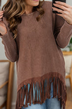 Load image into Gallery viewer, Fringe Round Neck Long Sleeve Top
