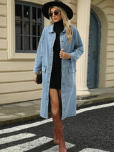 Load image into Gallery viewer, Pocketed Button Down Collared Neck Denim Jacket