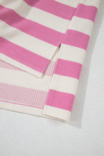 Load image into Gallery viewer, High-Low Striped Round Neck Short Sleeve T-Shirt
