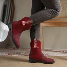 Load image into Gallery viewer, Suede Point Toe Block Heel Boots