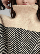 Load image into Gallery viewer, Contrast Turtleneck Long Sleeve Sweater