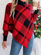 Load image into Gallery viewer, Plaid Turtleneck Batwing Sleeve Sweater