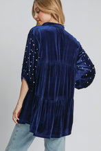 Load image into Gallery viewer, Umgee Pearl Detail Collared Neck Velvet Babydoll Blouse