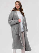 Load image into Gallery viewer, Pocketed Open Front Long Sleeve Longline Cardigan