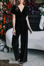 Load image into Gallery viewer, Drawstring Surplice Short Sleeve Jumpsuit