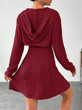 Load image into Gallery viewer, Wide Strap Dress and Long Sleeve Hooded Top Set