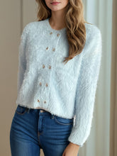 Load image into Gallery viewer, Heart Button Round Neck Cardigan