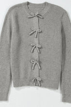 Load image into Gallery viewer, Bow Round Neck Long Sleeve Cardigan