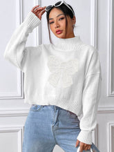 Load image into Gallery viewer, Bow Turtleneck Long Sleeve Sweater
