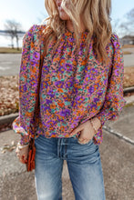 Load image into Gallery viewer, Floral Round Neck Long Sleeve Blouse
