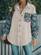 Load image into Gallery viewer, Perfee Pocketed Geometric Collared Neck Shacket