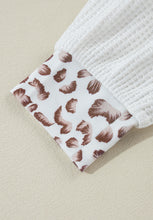 Load image into Gallery viewer, Waffle-Knit Leopard Johnny Collar Long Sleeve Top