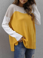 Load image into Gallery viewer, Color Block Round Neck Sweater