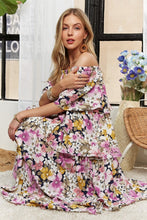 Load image into Gallery viewer, ADORA Layered Floral Off-Shoulder Short Sleeve Maxi Dress