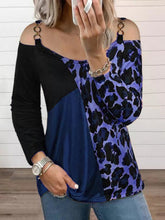 Load image into Gallery viewer, Full Size Leopard Cold Shoulder Long Sleeve T-Shirt