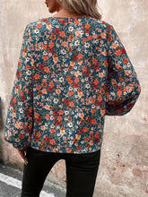 Load image into Gallery viewer, Printed V-Neck Balloon Sleeve Blouse