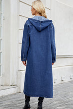 Load image into Gallery viewer, Button Up Long Sleeve Longline Hooded Denim Outerwear