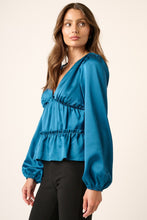 Load image into Gallery viewer, Mittoshop Satin V Neck Ruffled Tier Blouse