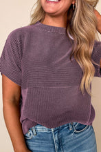 Load image into Gallery viewer, Corded Knit Mock Neck Short Sleeve T Shirt
