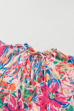 Load image into Gallery viewer, Ruffled Printed Tie Neck Cap Sleeve Blouse
