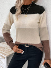 Load image into Gallery viewer, Color Block Mock Neck Long Sleeve Sweater