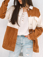 Load image into Gallery viewer, Raw Hem Color Block Button Up Jacket