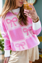 Load image into Gallery viewer, Bow Round Neck Long Sleeve Sweater