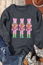 Load image into Gallery viewer, Sequin Nutcracker Round Neck Long Sleeve Sweatshirt