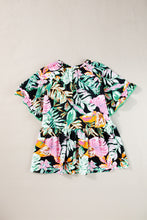 Load image into Gallery viewer, Plus Size Printed Tie Neck Short Sleeve Blouse