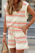 Load image into Gallery viewer, V-Neck Sleeveless Top and Drawstring Shorts Set