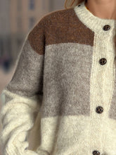 Load image into Gallery viewer, Color Block Round Neck Button Up Cardigan