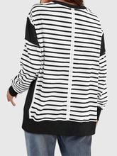 Load image into Gallery viewer, Slit Exposed Seam Striped Long Sleeve Sweatshirt