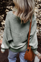 Load image into Gallery viewer, Textured Striped Round Neck Long Sleeve Top