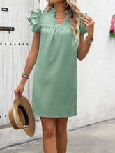 Load image into Gallery viewer, Ruffled Notched Cap Sleeve Mini Dress