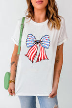 Load image into Gallery viewer, Bow Graphic Round Neck Short Sleeve T-Shirt