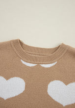 Load image into Gallery viewer, Heart Round Neck Long Sleeve Sweater