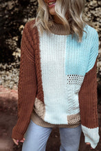 Load image into Gallery viewer, Color Block Round Neck Long Sleeve Sweater