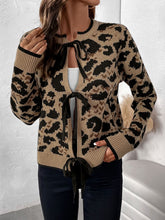 Load image into Gallery viewer, Perfee Tied Leopard Long Sleeve Cardigan