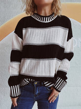 Load image into Gallery viewer, Contrast Round Neck Long Sleeve Sweater