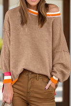 Load image into Gallery viewer, Contrast Round Neck Long Sleeve Sweater