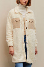 Load image into Gallery viewer, Collared Neck Long Sleeve Longline Teddy Jacket
