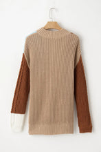 Load image into Gallery viewer, Color Block Round Neck Long Sleeve Sweater