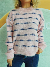 Load image into Gallery viewer, Striped Round Neck Long Sleeve Sweater