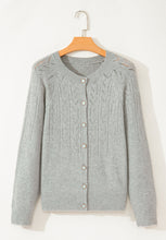 Load image into Gallery viewer, Openwork Button Down Long Sleeve Cardigan